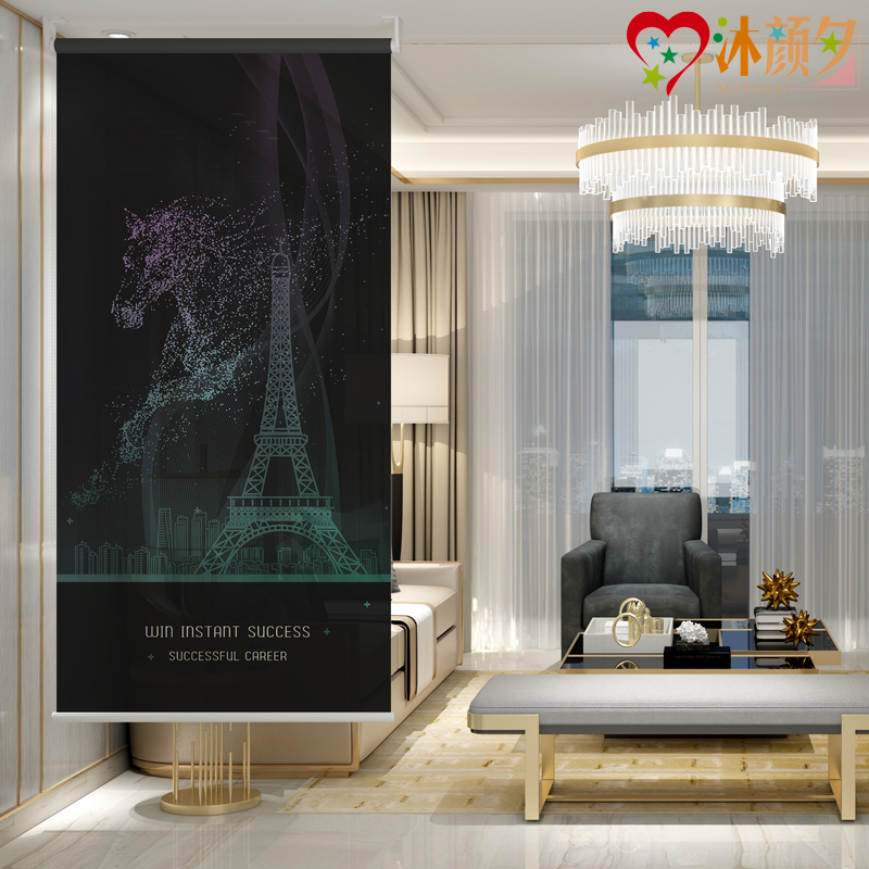 Modern floor curtains rolled curtains into the screen partition window can lift and deck soft curtain hanging curtain curtain drawing room balcony porch