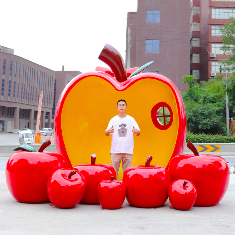 Large Apple Sculpture in Shopping Mall, Fiberglass Simulated Fruit Ornament, Popular Photo-Taking Decoration Model Large Apple Sculpture in Shopping Mall, Fiberglass Simulated Fruit Ornament, Popular Photo-Taking Decoration Model