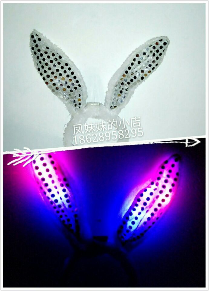 Phát sáng sequin sang trọng tai thỏ bên thanh cung cấp trang trí Giáng sinh Giáng sinh rực rỡ flash tóc dải - Sản phẩm Đảng / Magic / Hiệu suất trang phục hóa trang halloween