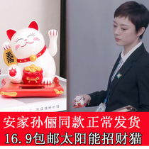 The Anjia Sun Ladys house resembles a cake and fortune cat Solar Small Number Mini office shop shake hands cute and open