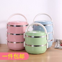 Stainless steel multi-layer insulated lunch box super long insulation barrel adult portable large capacity round lunch box