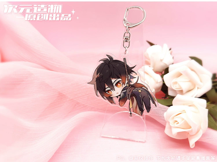 RANMO Game Anime Genshin Impact Zhongli Xiao Klee Barbatos Hu Tao Keychain Bag Pendant Cute Keyring Cartoon Toy Cosplay Xmas Gift -Zentai shop online