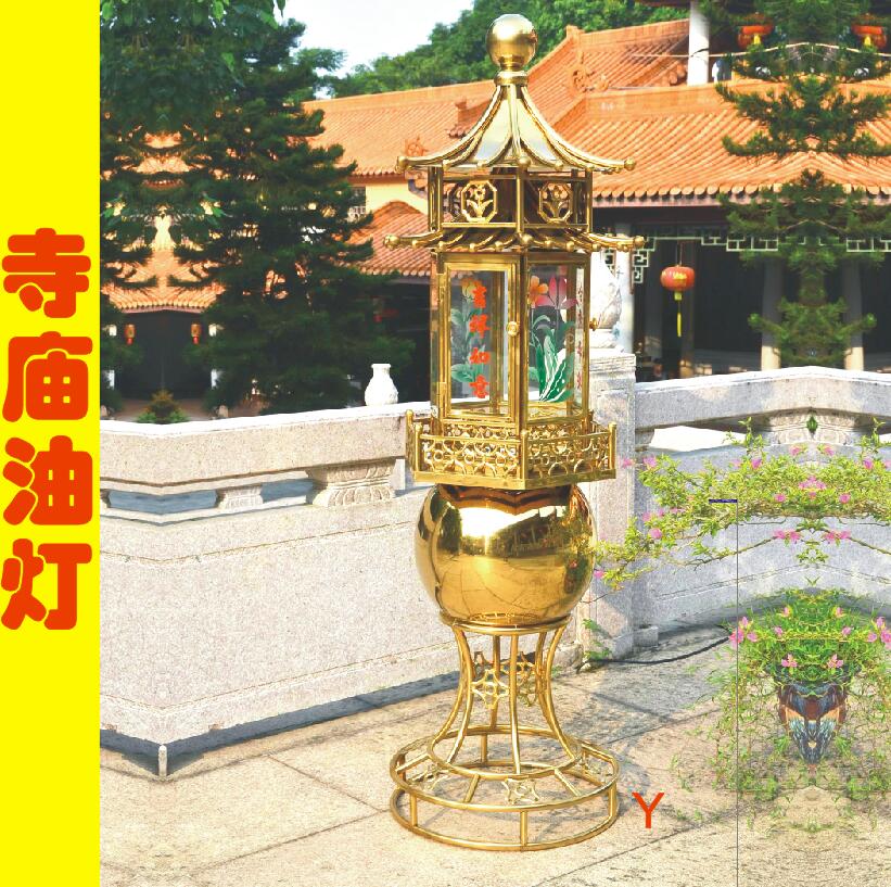 Temple gold-plated stainless steel temple large floor-to-ceiling lamp refueling lamp for Buddhist temple ancestral hall for Buddha lamp for Buddha lamp