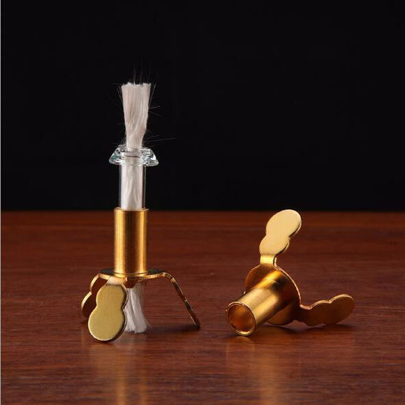 Alloy gold four-and-five-corner wick frame wick seat oil lamp small accessories with long light bracket fiber wedding activities