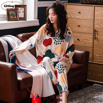 Pajamas female spring and autumn long sleeve cotton Korean students sweet and cute thin models can be worn outside home clothes two-piece suit