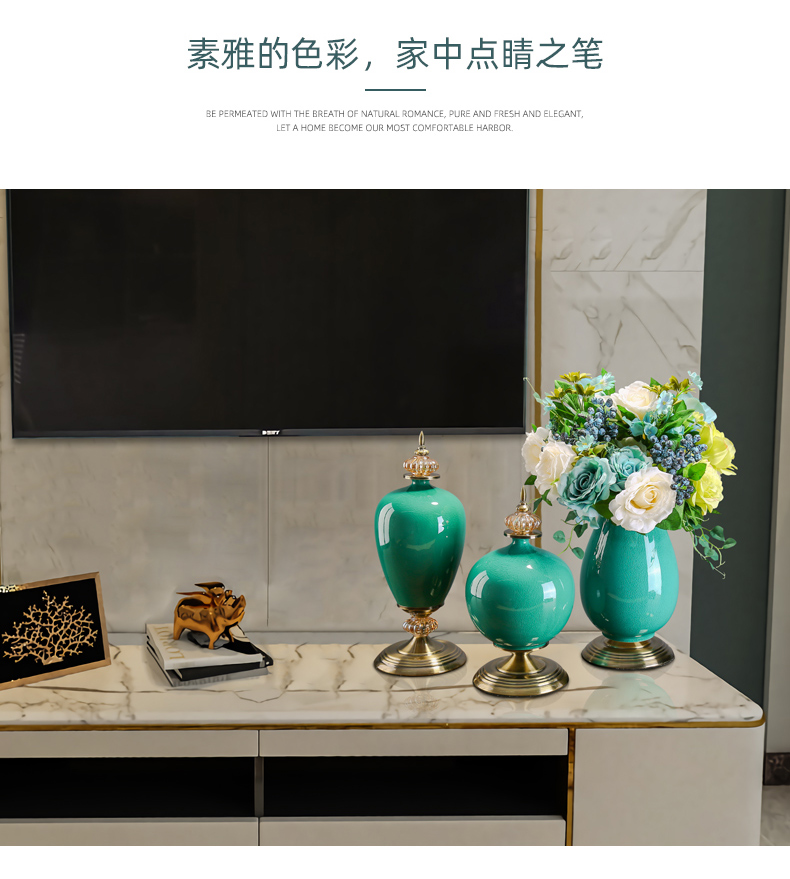 European ceramic vase furnishing articles household act the role ofing is tasted American light dry flower arranging flowers, TV ark, the key-2 luxury of the sitting room porch decoration