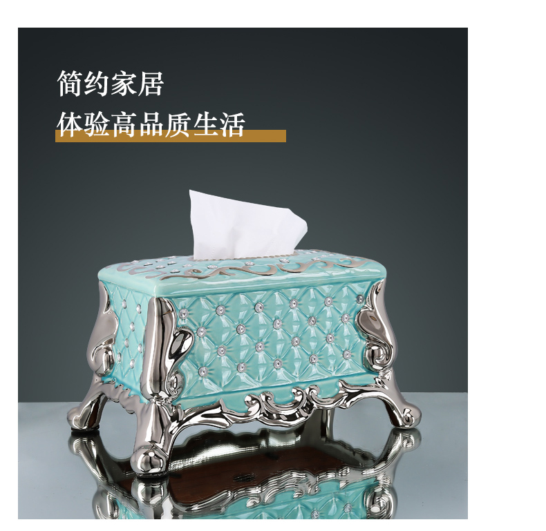 Light European - style key-2 luxury tissue box creative American household Nordic smoke box ceramic I and contracted sitting room tea table furnishing articles