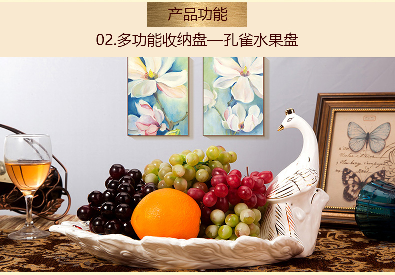 Modern European furnishing articles compote home sitting room tea table individuality creative ceramic fruit bowl peacock tea table decorations