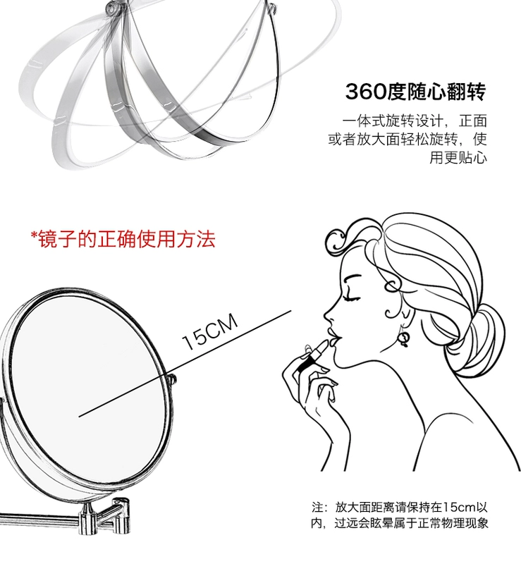 Mặt bích phòng tắm kính thiên văn gương vanity gương phòng tắm treo tường gương vanity có thể gập lại phóng đại hai mặt gương đẹp - Gương gương bỉ