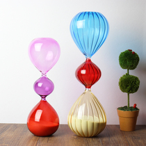 Fashion stripe spray color creative hourglass glass crafts Large hourglass ornaments  King size ins home accessories