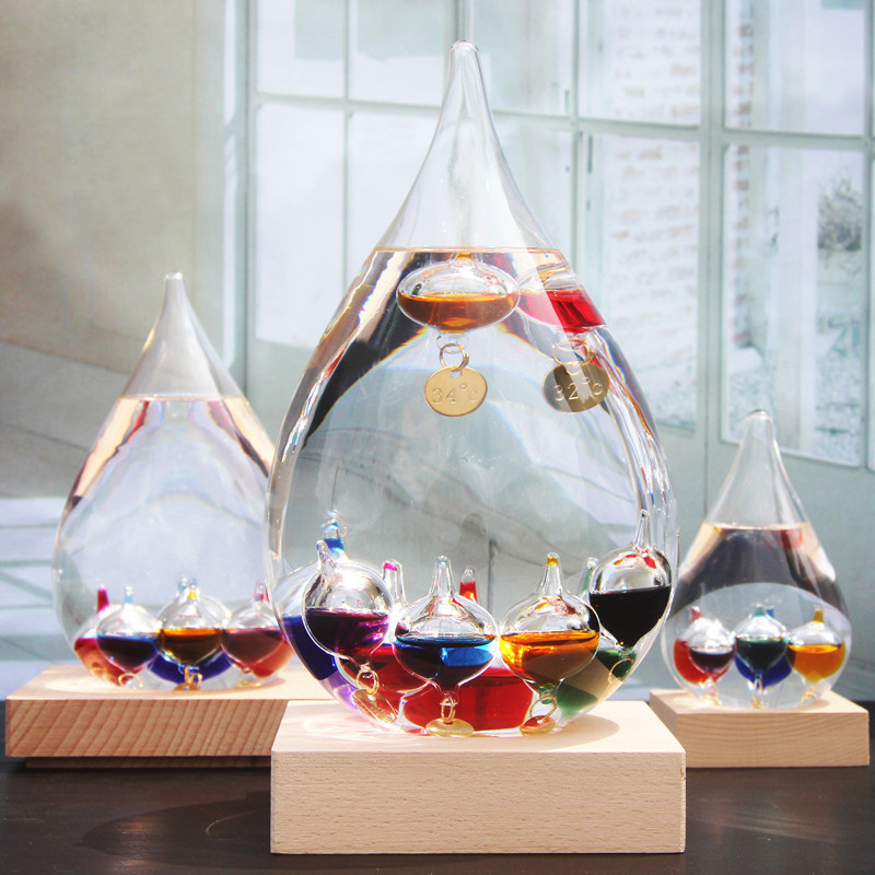 Galileo thermometer glass suspension ball office bookshelf wine cabinet decoration novelty Nordic creative home