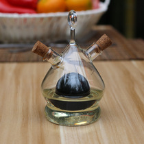 Direct sales European style creative handmade transparent glass oil vinegar seasoning bottle two in one kitchen restaurant supplies tool accessories