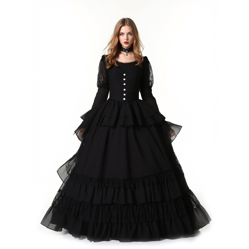 Medieval Retro Gothic Dress Evening Party Princess Palace Plus Size Women's Cosplay Role Play