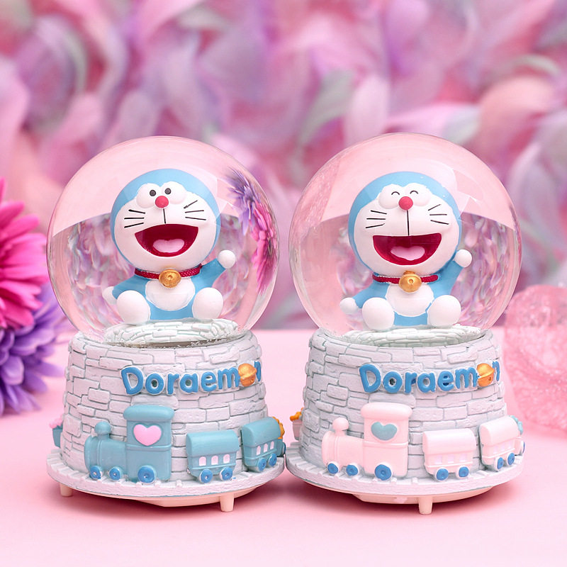 Japanese cartoon cartoon jingle cat music snow crystal ball children's holiday gift student Doraemon ornaments