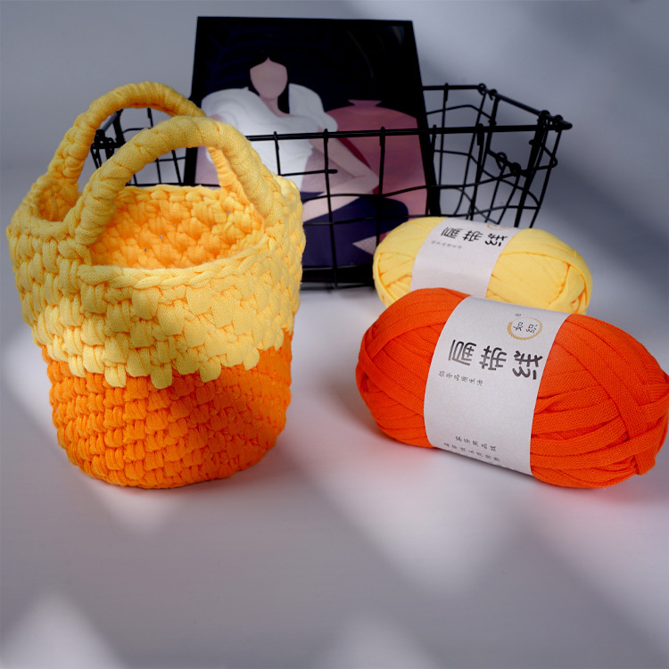 Dai Mesh Flat Belt Cloth Strip Thick Wool Ball Storage Basket Wrist Bag Crochet DIY Hand Knitting Material