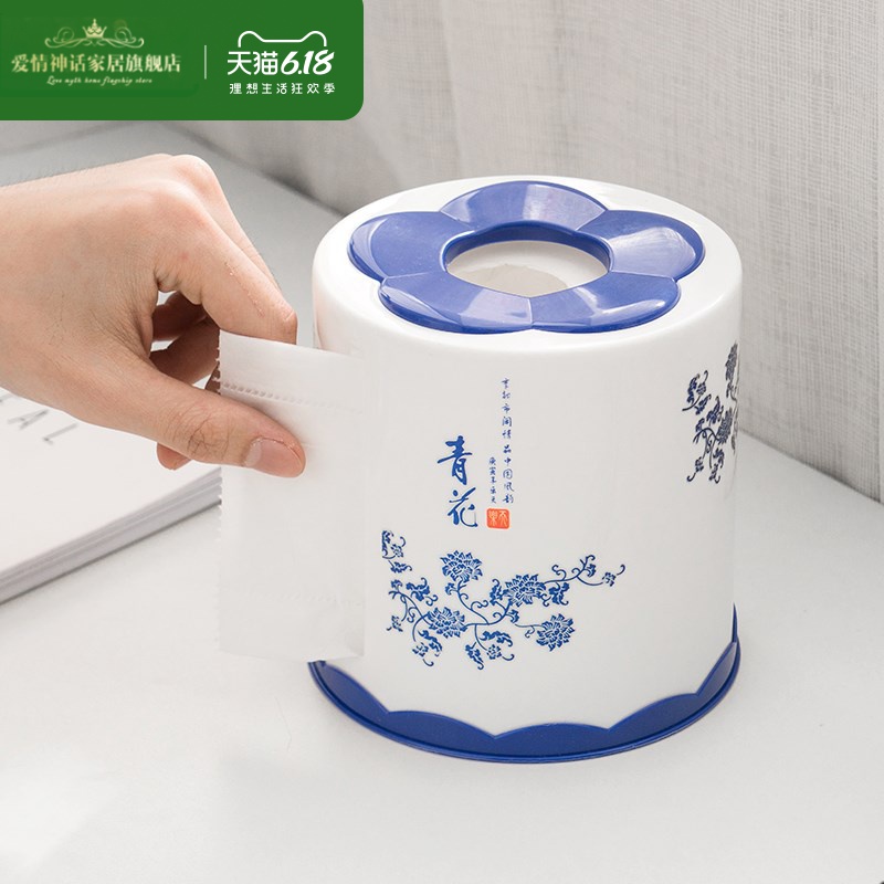 Household barrel napkin tissue boxes creative toilet paper extraction receive a case, the sitting room tea table circular chart drum desktop