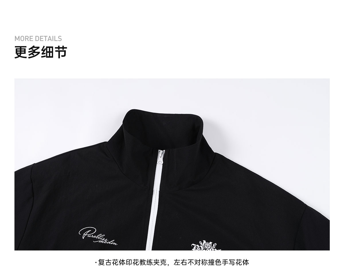 MEDM Colorblock Letter Print Zip-Up Jacket