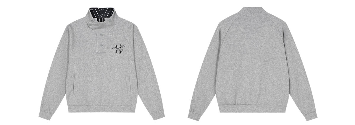 MEDM Half-Placket Collar Pullover Sweatshirt