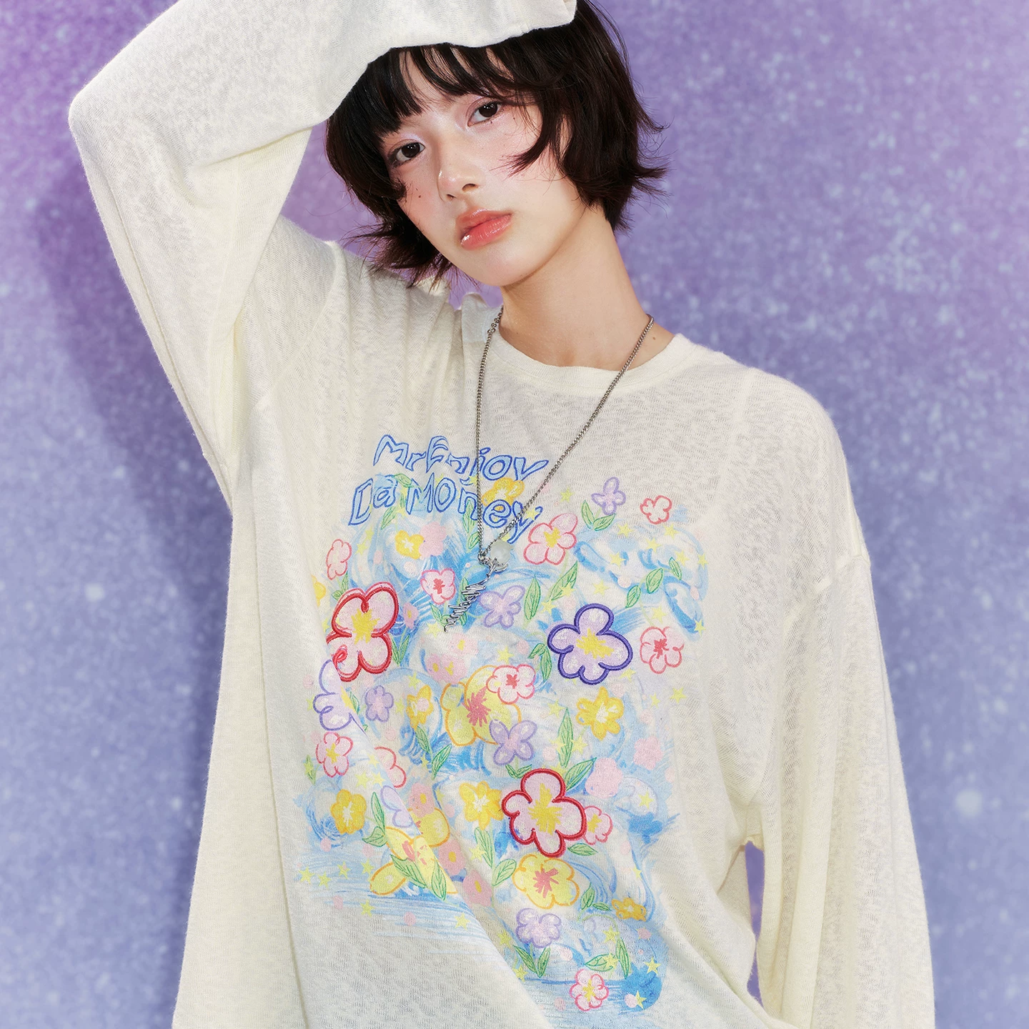  MEDM Dream Bubble DAYDREAMING graffiti series multi-color casual long-sleeved blouse loose round neck top