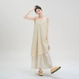 Желтый летний комплект, длинная юбка, эффект подтяжки