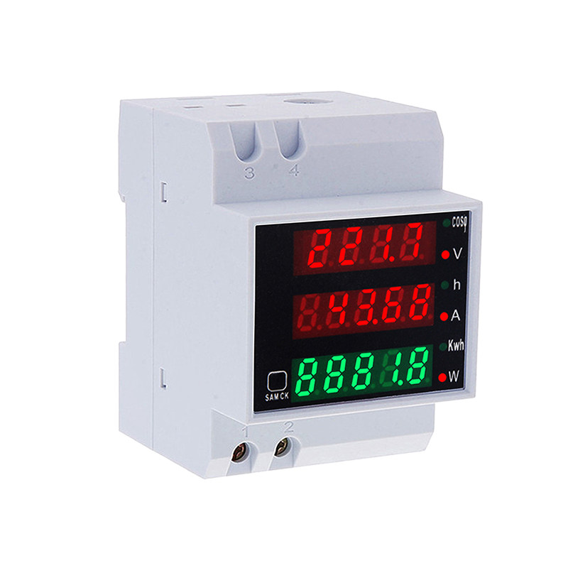 Guide rail electric meter household meter power meter AC voltage ammeter power factor detector D52-2047
