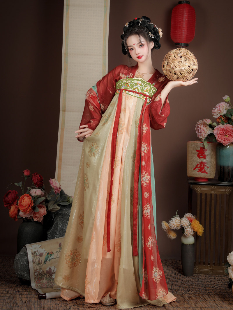 汉唐阁原创汉服：🌸超仙唐制改良绣花齐胸襦裙，穿出中国风日常范儿