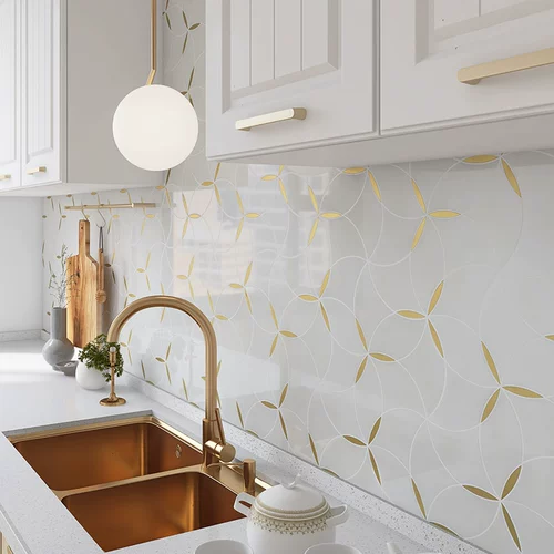 Натуральный белый нефрит -мраморная борьба с металлической ванной плит