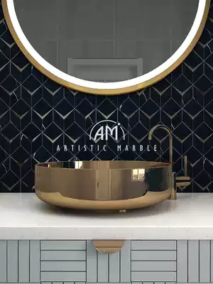 Nordic natural stone marble mosaic kitchen stainless steel dressing room wall tiles black and white background wall tiles