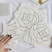Rose-shaped mosaic marble bathroom kitchen shell wall tile European style light luxury entrance living room background wall