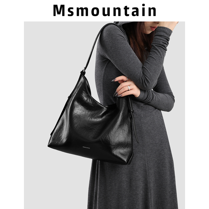 [Shanjianshan] Niche Genuine Leather Tote Bag, Small Size, Large Capacity, Women's Commuter Hobo Bag, High-End Crossbody Bag