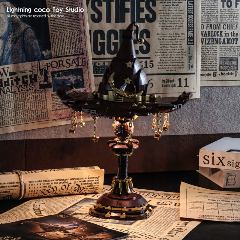 Harry Potter Magic Hat Table Lamp Small Particle Building Blocks Retro Ornament Toy Gift for Girls Birthday Present High Difficulty