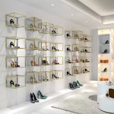 Shoe shop shoe rack upper wall display rack clothing store background wall decoration rack window rack Wall bag shoe shelf
