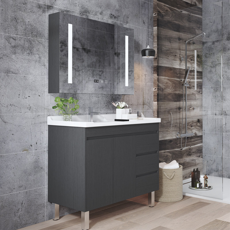 Floor-standing solid wood bath cabinet Modern simple powder room small apartment type wash stand wash basin cabinet combination
