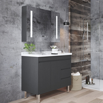 Floor-to-ceiling solid wood bathroom cabinet Modern simple bathroom small household wash table Wash basin cabinet combination