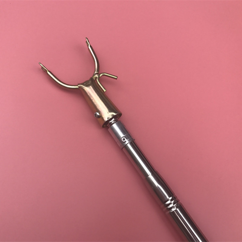 1 2 m-two-section telescopic embossing rod 8mm mouth stainless steel U shaped fork head Y shape pick sanitary clothes metal fork
