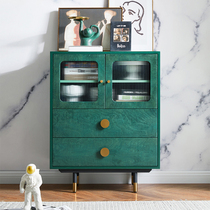 Italian light luxury food side cabinet solid wood wall storage display cabinet multi-function living room side cabinet decoration bookcase