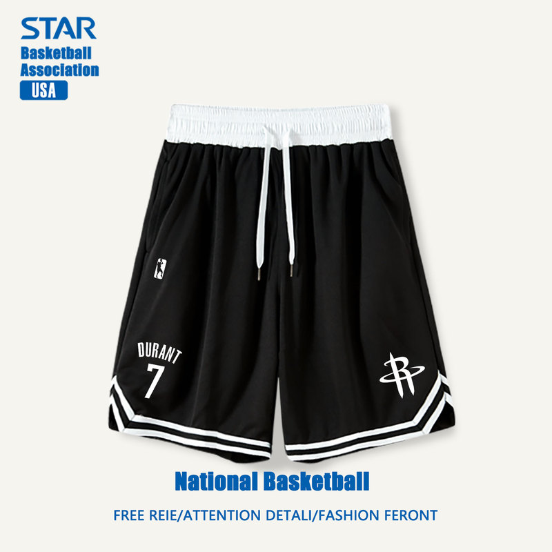 Rockets Durant Shorts American Basketball Training Summer Quick-Drying Mesh Shorts Five-Point Shorts Men's Casual Sports