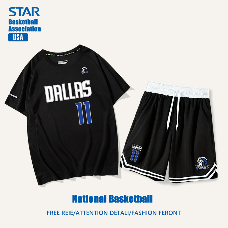 Lone Ranger Irving Jersey American Basketball Shooting Training Short-Sleeved T-Shirt Men's Summer Quick-Drying Shorts Set