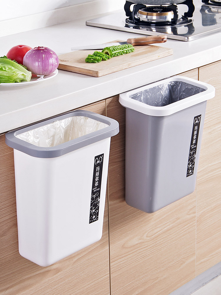 Kitchen trash can Integral cabinet door hanging vegetable peel classification trash can Household powder room wall-mounted garbage can