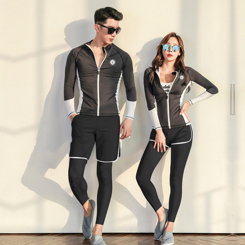 South Korean split diving suit speed dry sun-proof jellyjian male and female long sleeve swimsuit surfing couple suit