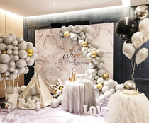 Marble background cloth poster birthday party hanging cloth decoration custom balloon chain Baby year-old dessert table arrangement