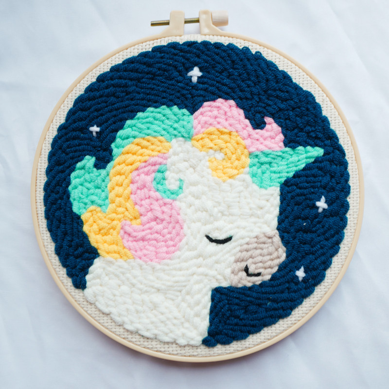 Russian Stabbing Rainbow Unicorn DIY Embroidery Material Bag Creative Wool Embroidery Handmade Wool Felt