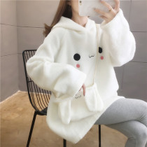 Gestational Woman Dress Winter Lamb Sweater Lady 2020 Autumn Winter New Gush Thickening Easy even cap jacket Chauma