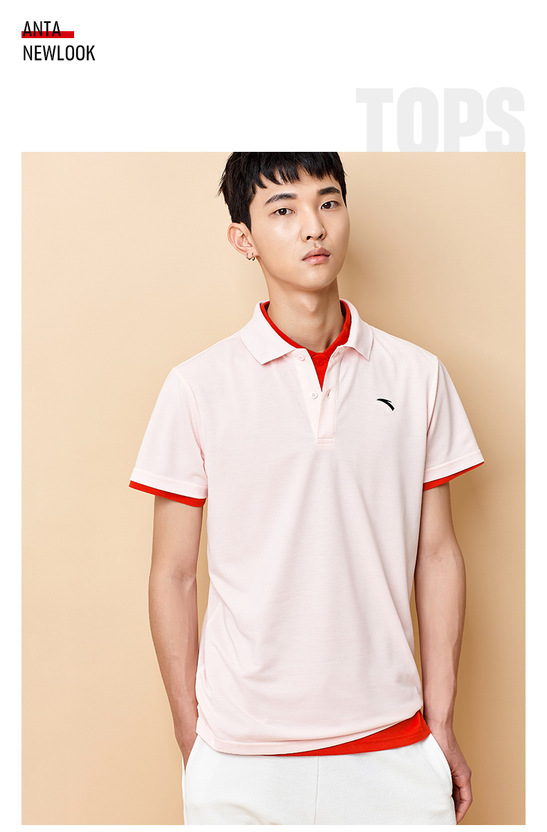 Áo thun nam tay ngắn Anta mùa thu trắng 2019 mới lửng khô nhanh quần lửng thể thao nửa áo tay nam POLO - Áo polo thể thao áo polo lining