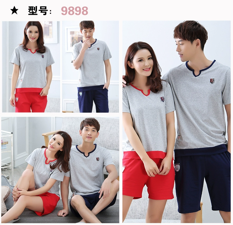 Có thể mặc cotton vài bộ đồ ngủ mùa hè ngắn tay của phụ nữ cotton đồ ngủ nam giới và phụ nữ mỏng mùa hè phục vụ nhà phù hợp với áo ngủ sexy 