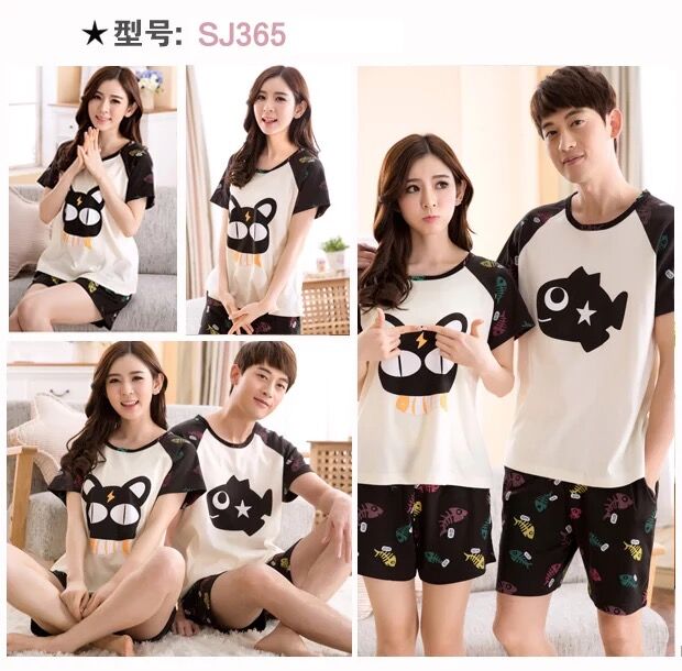 Bộ đồ ngủ mùa hè ngắn tay cotton mùa hè Bộ đồ ngủ cotton nam và nữ bộ phận mỏng phục vụ nhà đồ ngủ phù hợp với phụ nữ áo kiểu trung niên