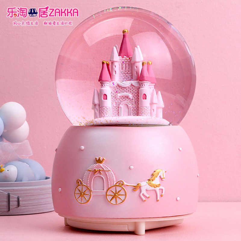 Castle Paradise Crystal Ball Music Box Rotating Music Box Snowflake Ornament Little Girl Child Girlfriend Birthday Gift