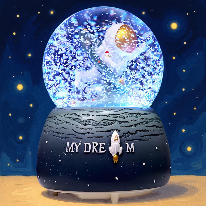 Astronaut Crystal Ball Music Box, Luminous Rotating Music Box, Birthday Gift for Boys and Boyfriends