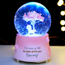 Dream cherry blossom unicorn rotating crystal ball music box princess girl music box girl birthday gift ornaments