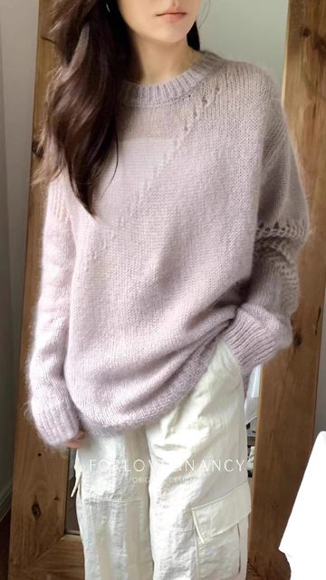 FN ສິບສາມສາຍ Spring Clothes Women's Lazy Style Hollow Design Round Neck Loose Wool Mohair Sweater Women 1303